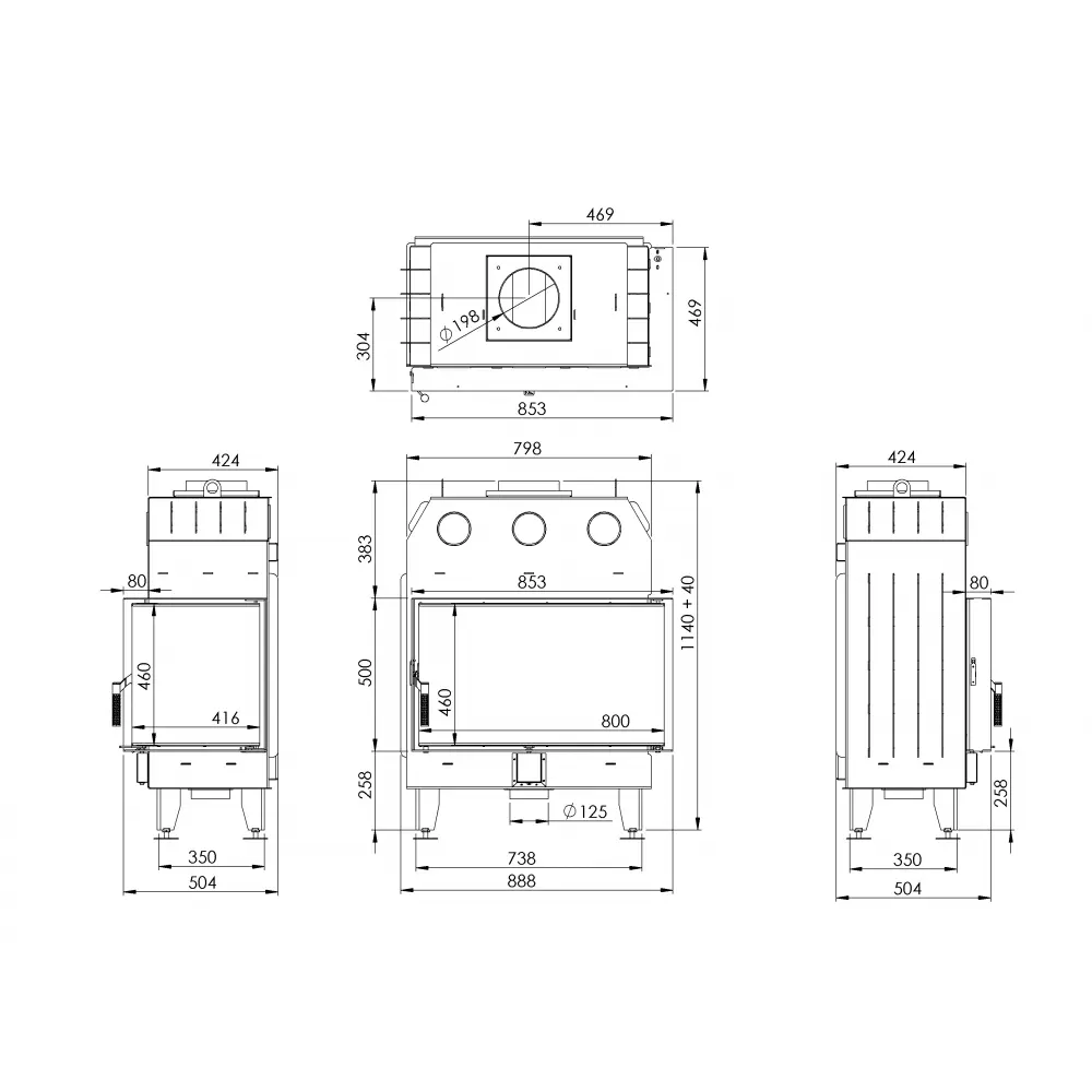 Каминная топка угловая BOKAR 855047 L (17,0 кв) white ceramatex