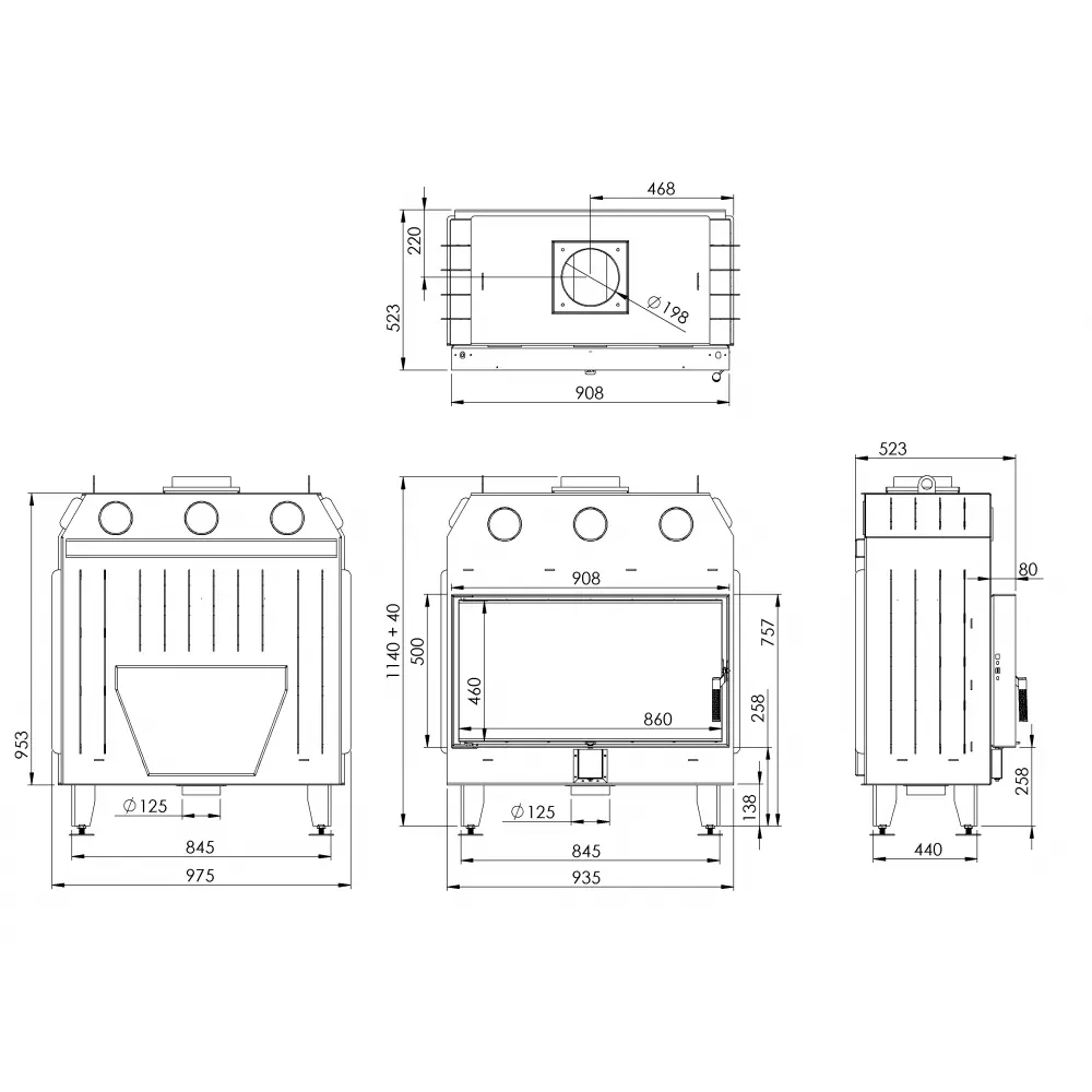 Каминная топка BOKAR 9050 (19,1кв) black ceramatex