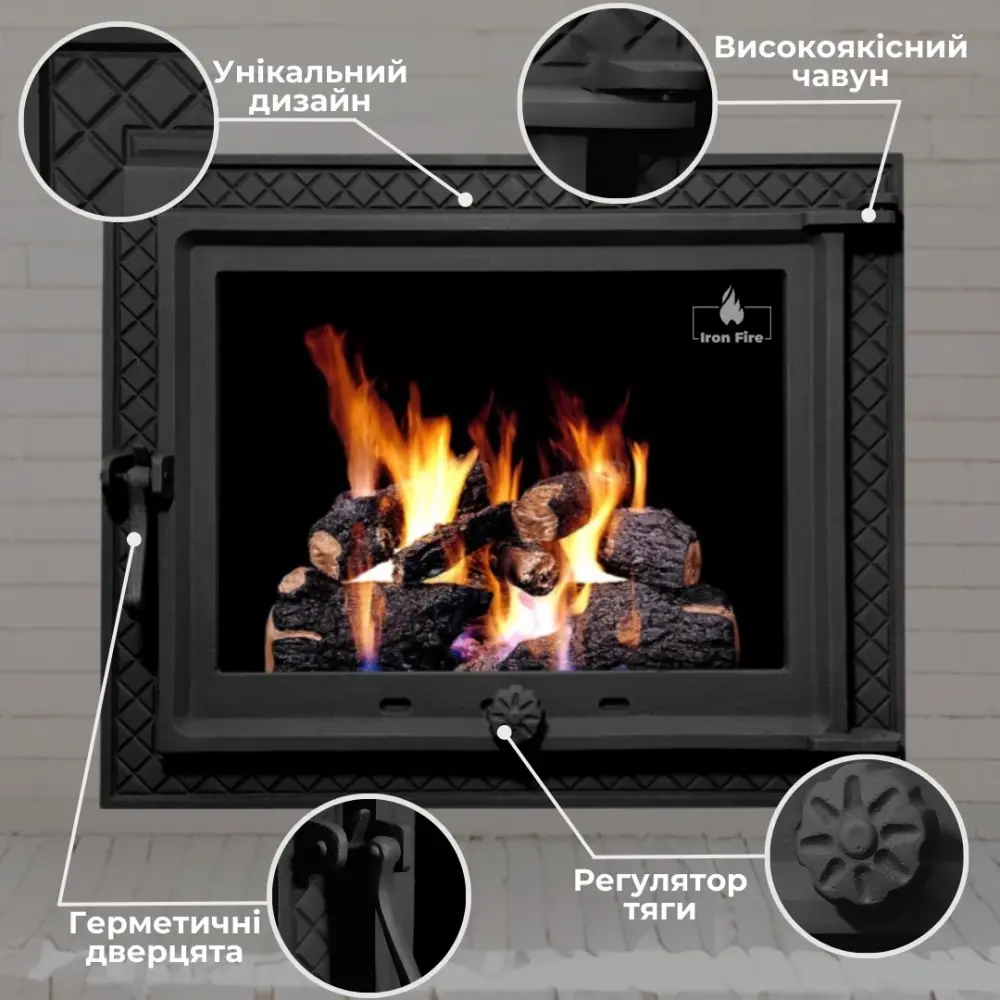 Дверца чугунная для камина Iron Fire Megan 590x485 мм