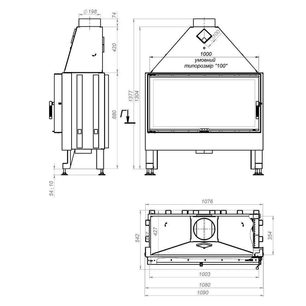 Камінна топка M-FIRE 100 пряма (20kW)