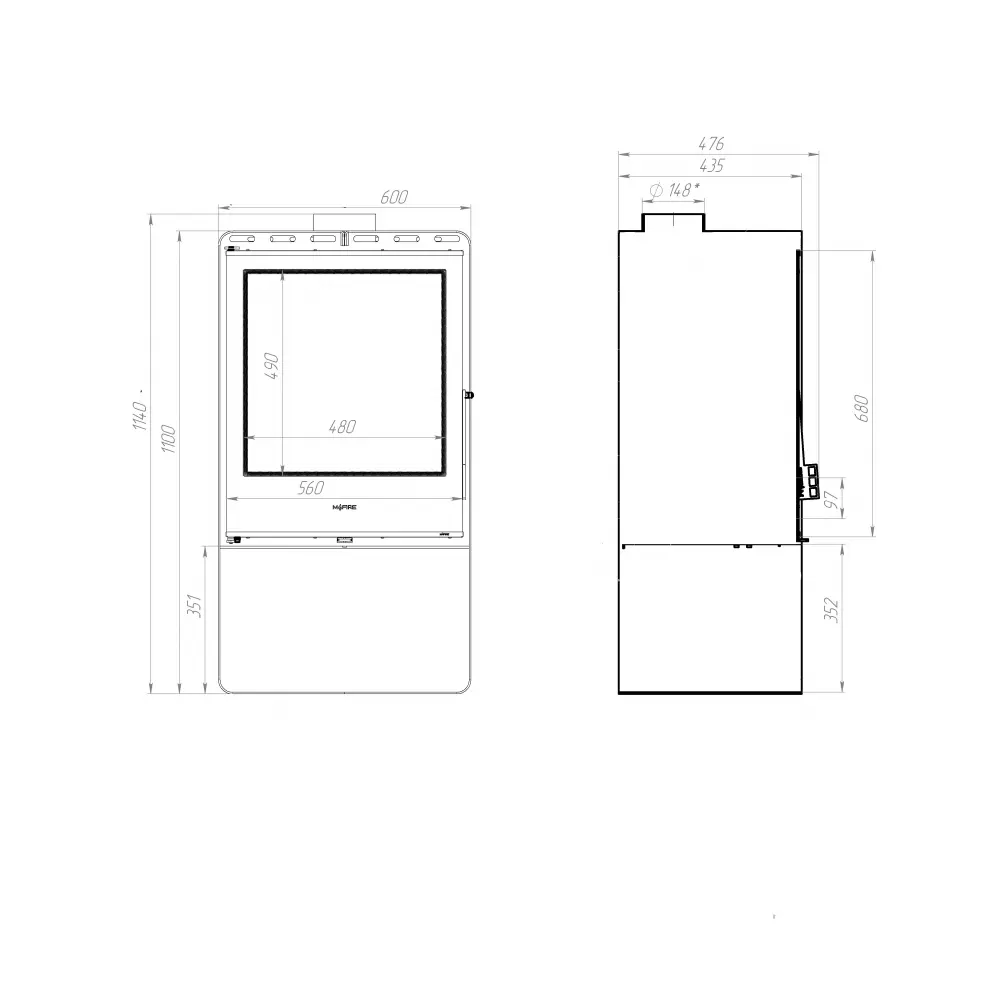 Печь стальная M-Fire Santorini firewood niche (12kW)