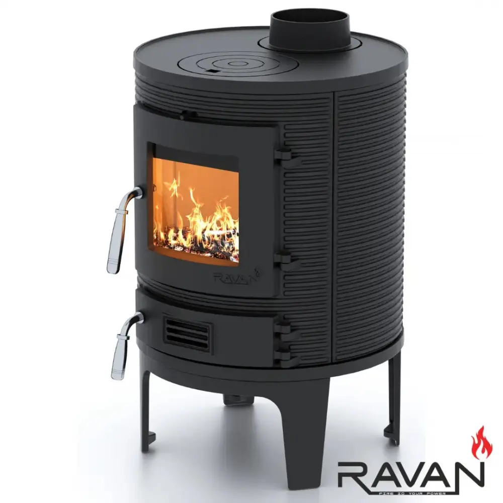 Чугунная печь-камин на дровах Monaco 7 кВт Ravan