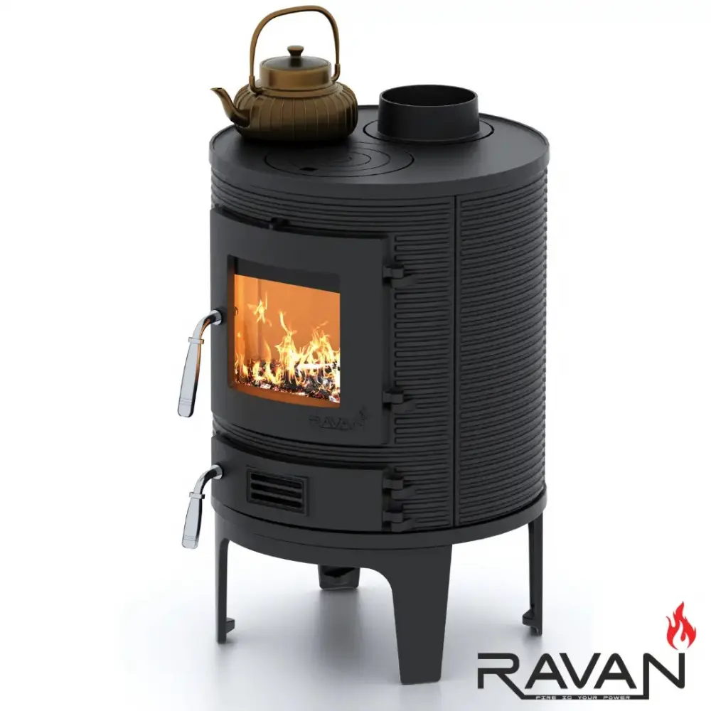 Чугунная печь-камин на дровах Monaco 7 кВт Ravan