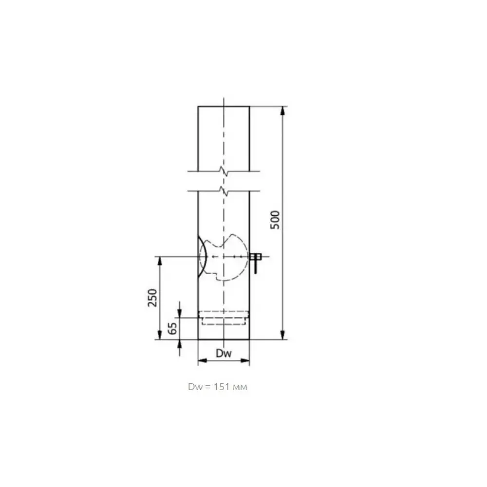 Труба стальная черная 0.5м. c конденсационным переходом, шибером, ревизией d150