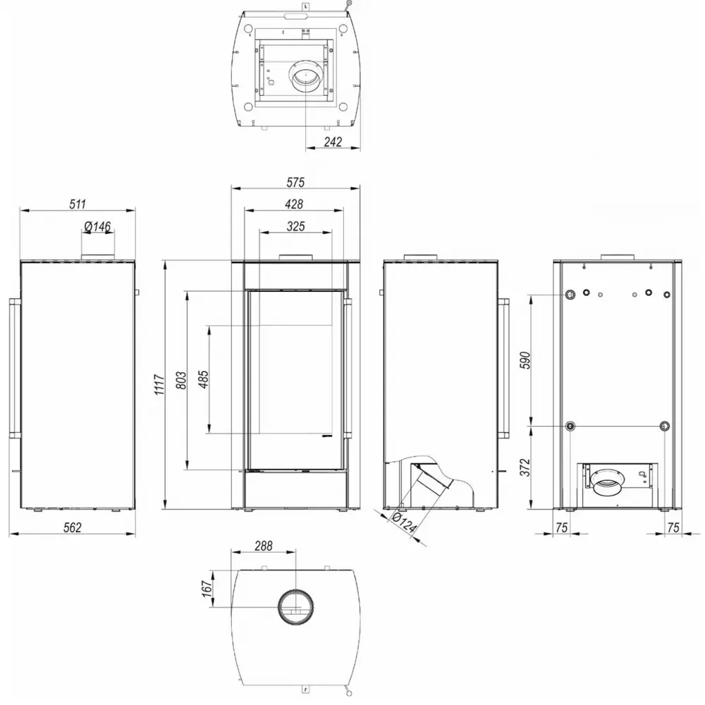 Сталева піч з водяною сорочкою DEFRO HOME HYDROFIRE золота