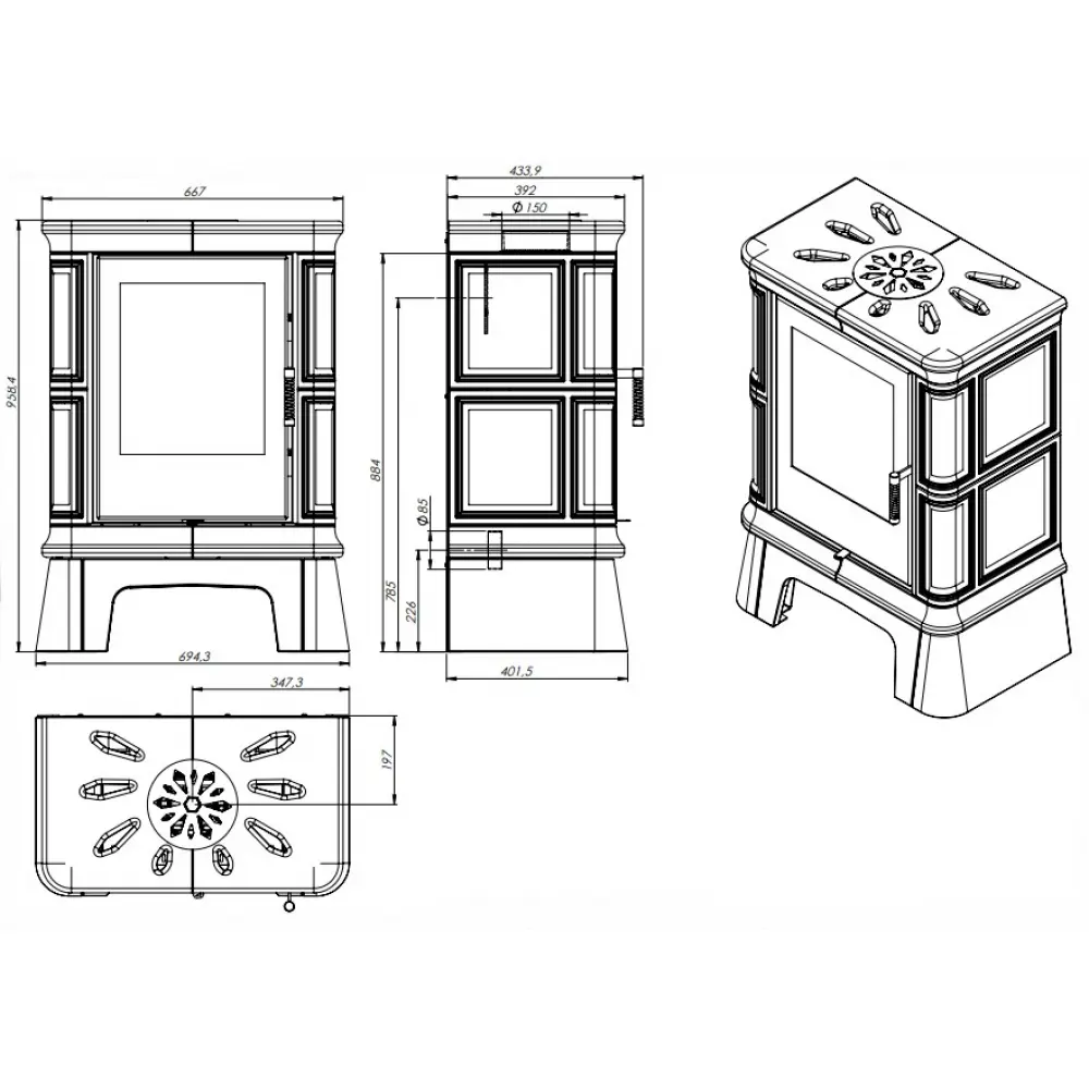 Кахельна камінна піч NORDFLAM FROVI White