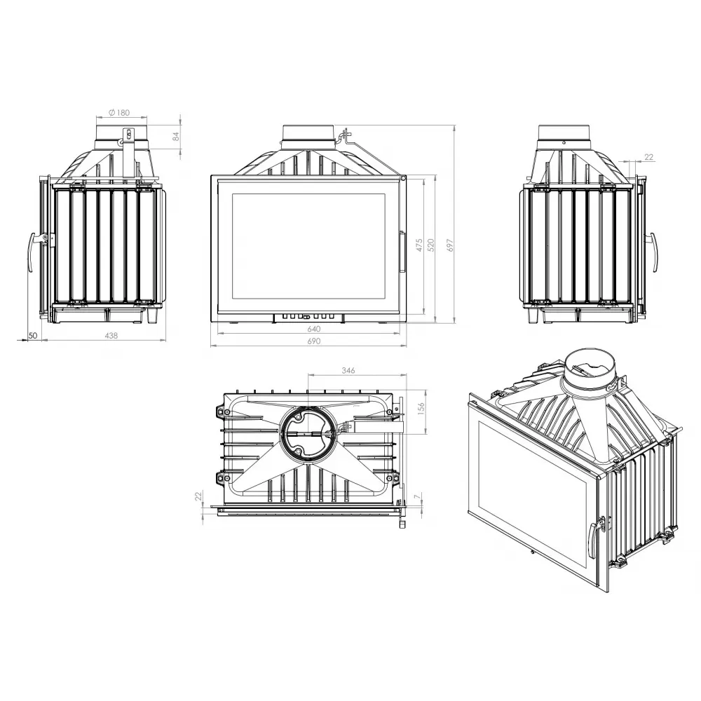 Чугунная каминная топка NordFlam Alber LUX