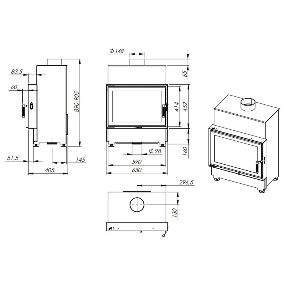 Повітряна камінна топка Roten Standard, NordFlam