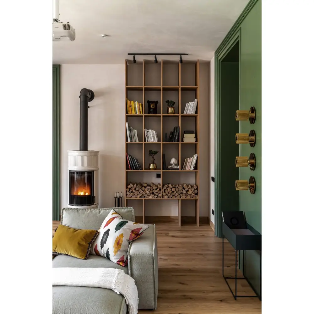 Дровяная кафельная печь-камин E929C Hermetic Piazzetta