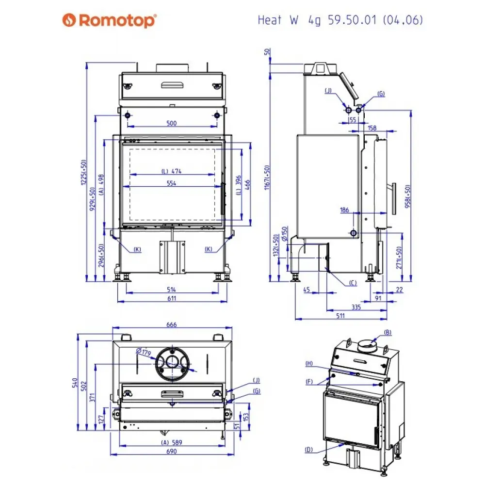 Камінна топка Romotop HEAT W 4g 59.50.06 (водяний контур)