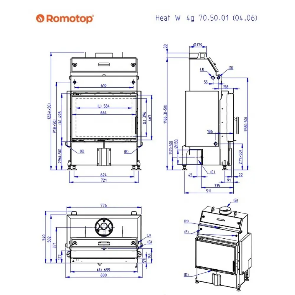 Камінна топка Romotop HEAT W 4g 70.50.04 (водяний контур)