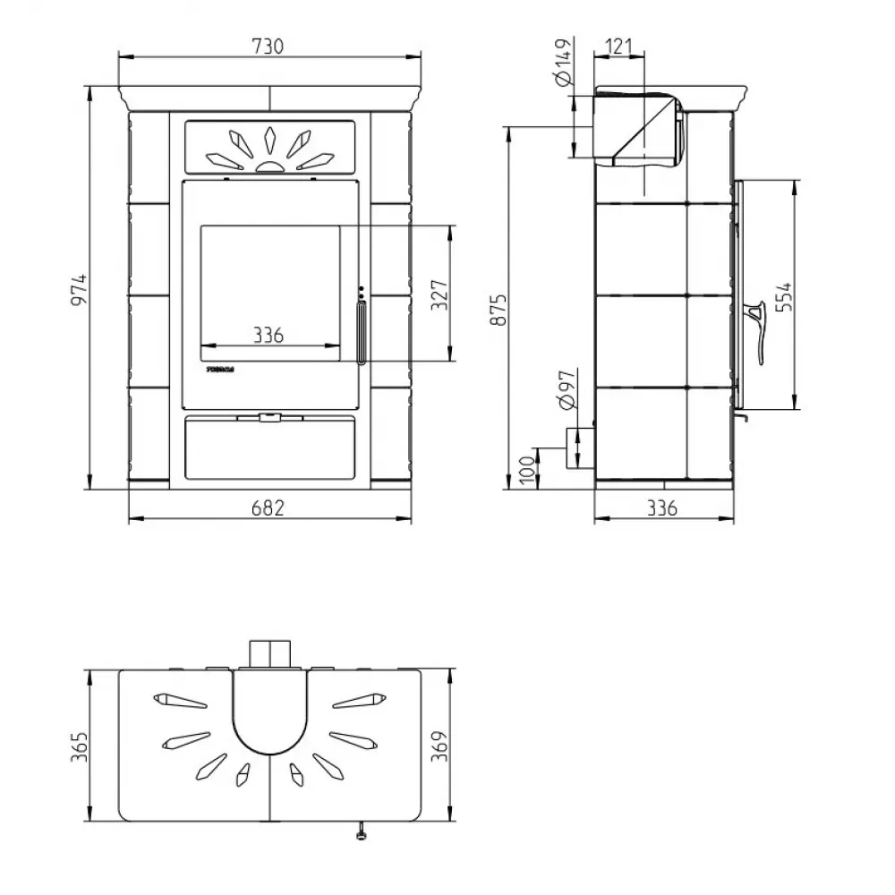 Опалювальна піч камін Thorma Borgholm TOP ceramik brown