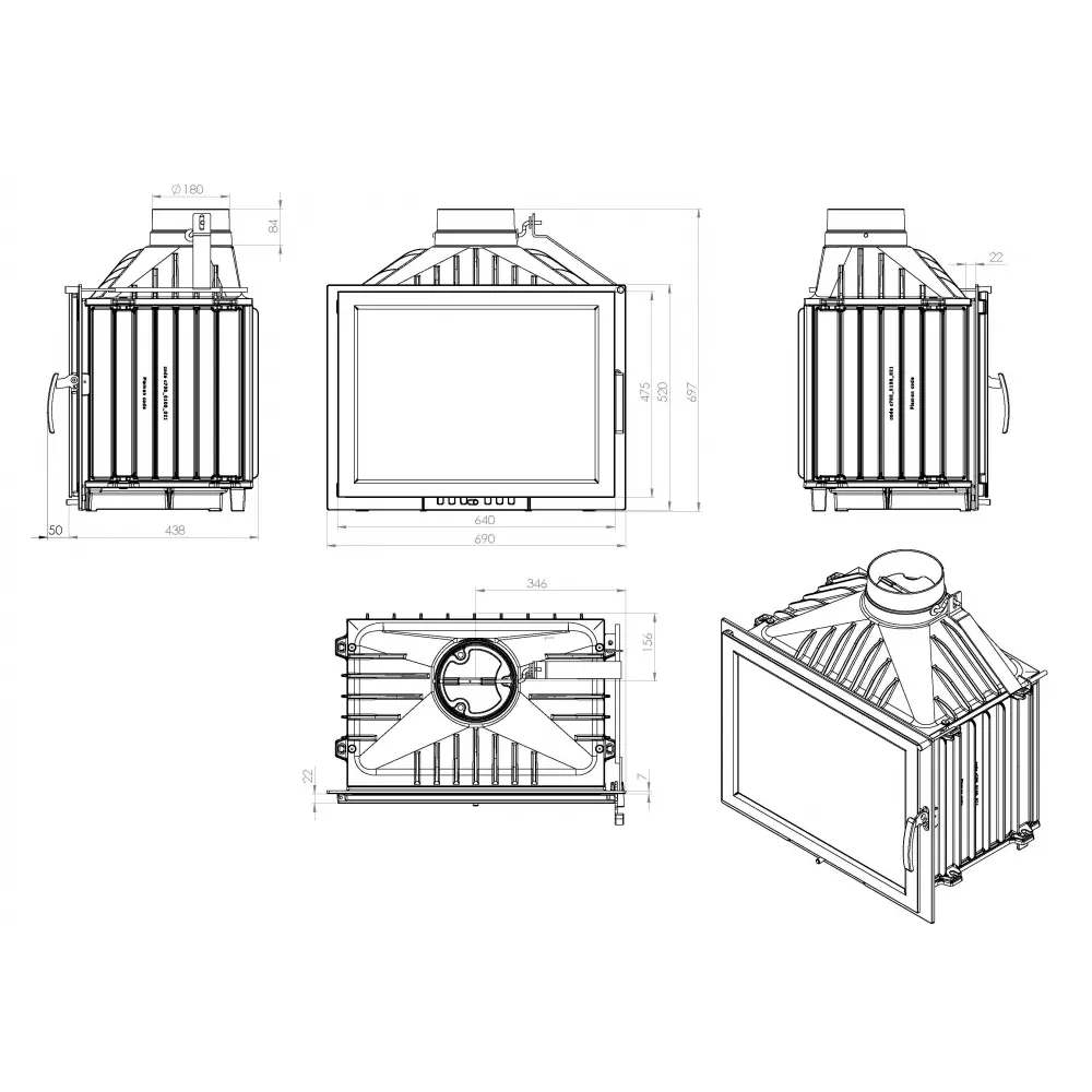 Чугунная каминная топка NordFlam Alber Standart
