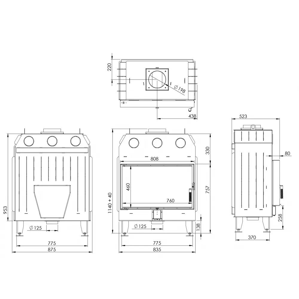 Каминная топка BOKAR 8050 (16,8 kW) white ceramatex