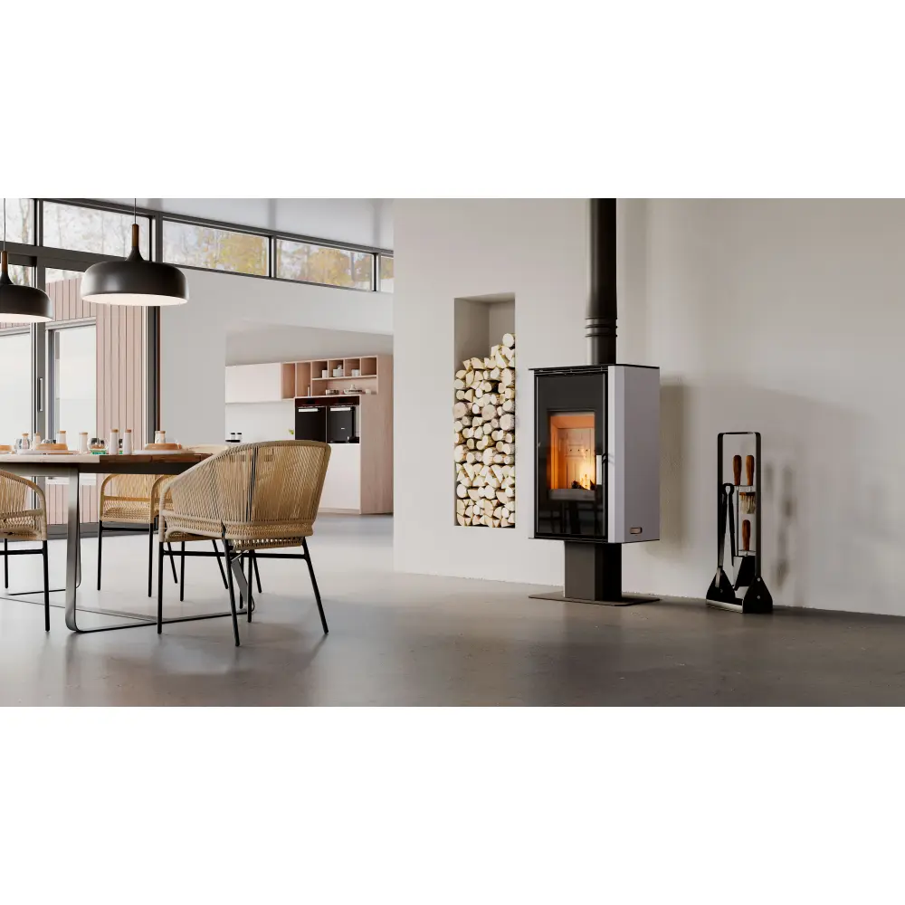 Стальная печь - камин BOKAR Aston FD 4380 ( 9,0 кв ) white ceramatex