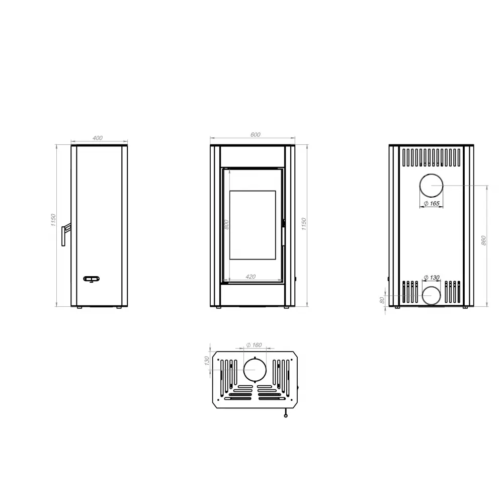 Стальная печь - камин BOKAR Aston ST 4380 ( 9,0 кв ) White ceramatex
