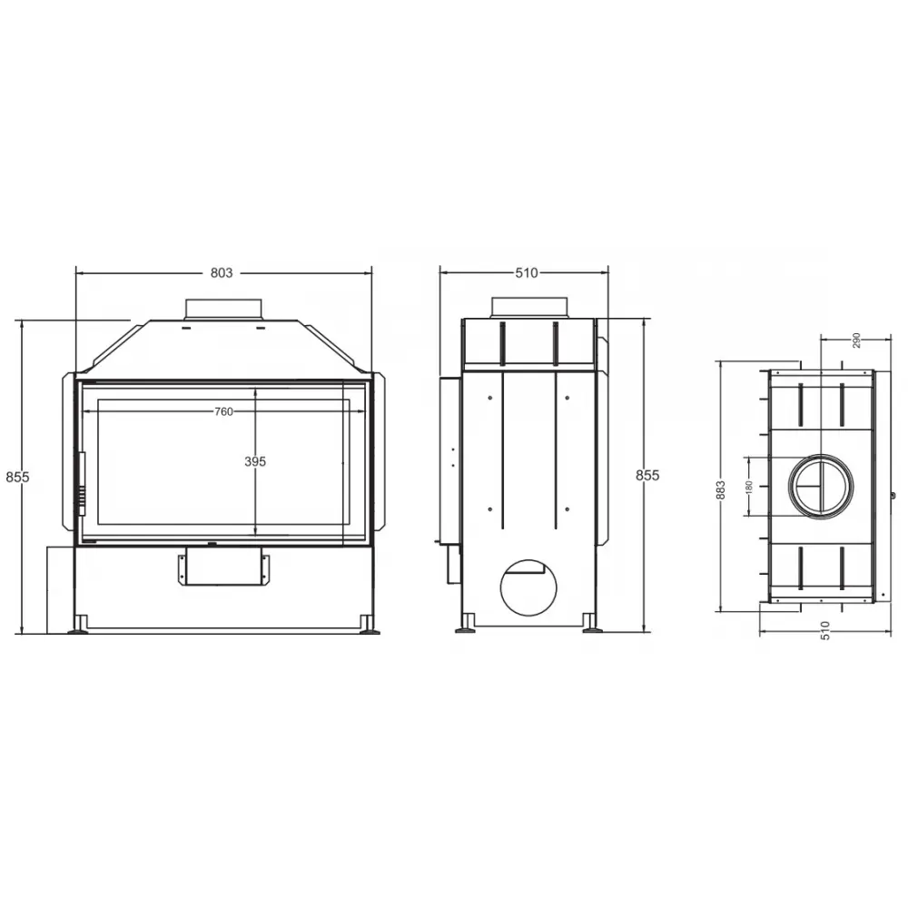 Каминная топка A.Caminetti FLAT 70 Open Side