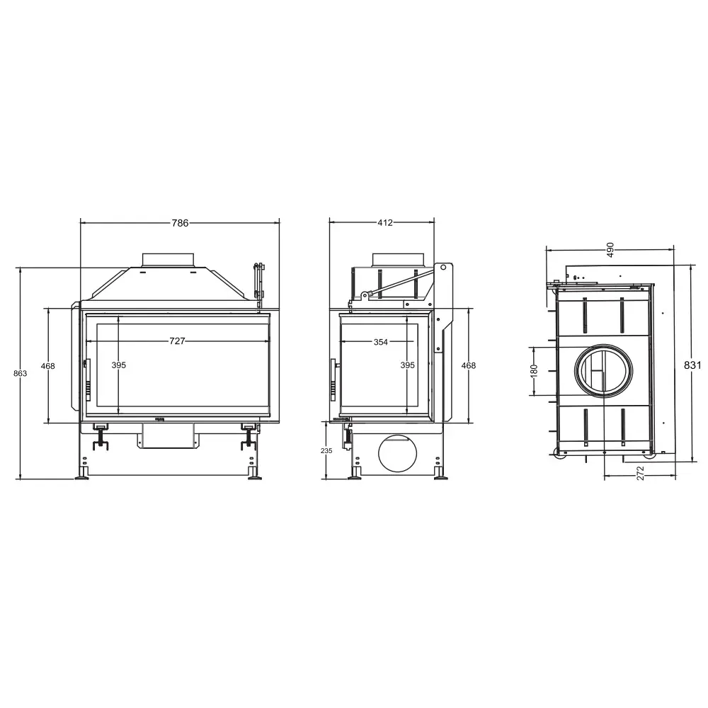 Камінна топка A.Caminetti QUATTRO FLAT 70 R Open Side
