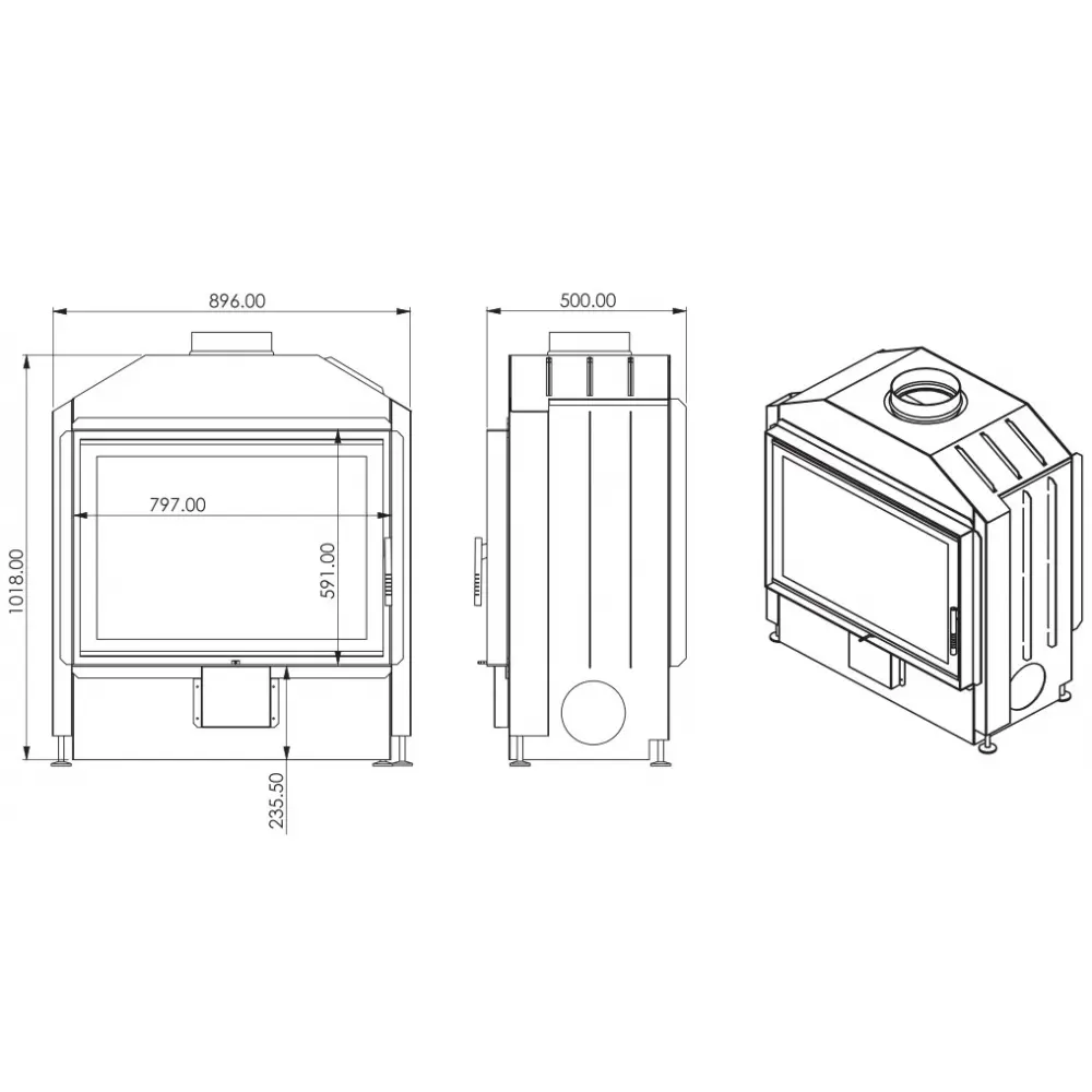 Камінна топка A.Caminetti FLAT 80 Open Side