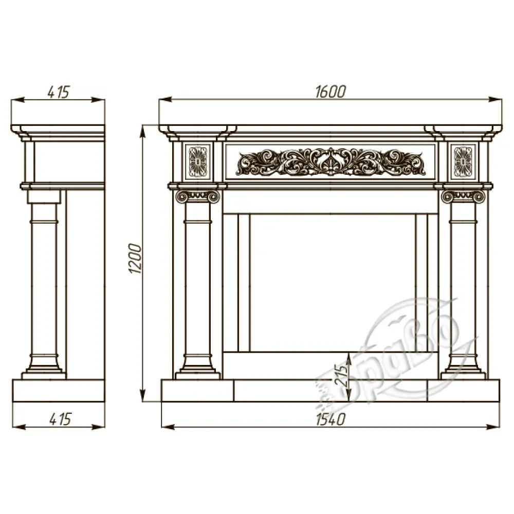 Портал для каміну з мармуру "КОНТИНЕНТАЛЬ"