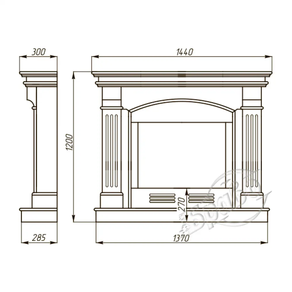 Камінний портал з мармуру "ТУЛУЗА"