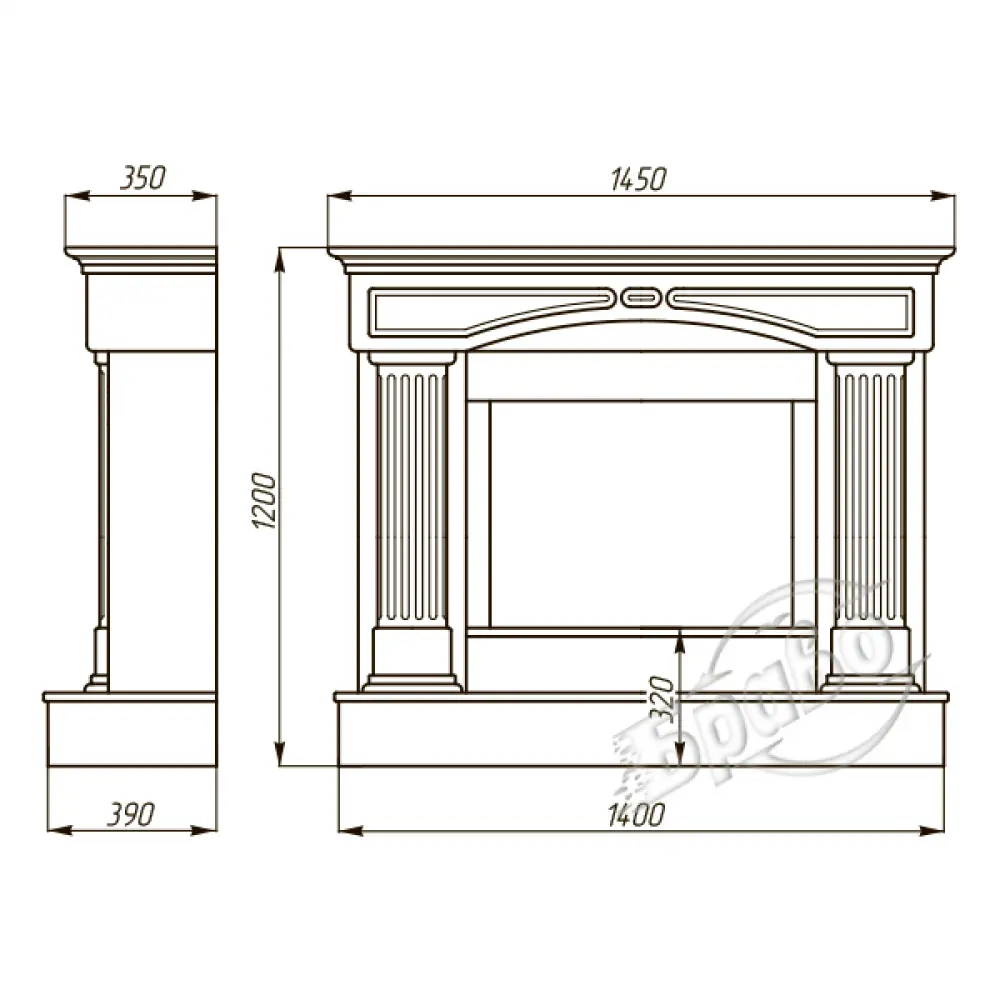 Портал для камина из мрамора "ВЕРСАЛЬ"