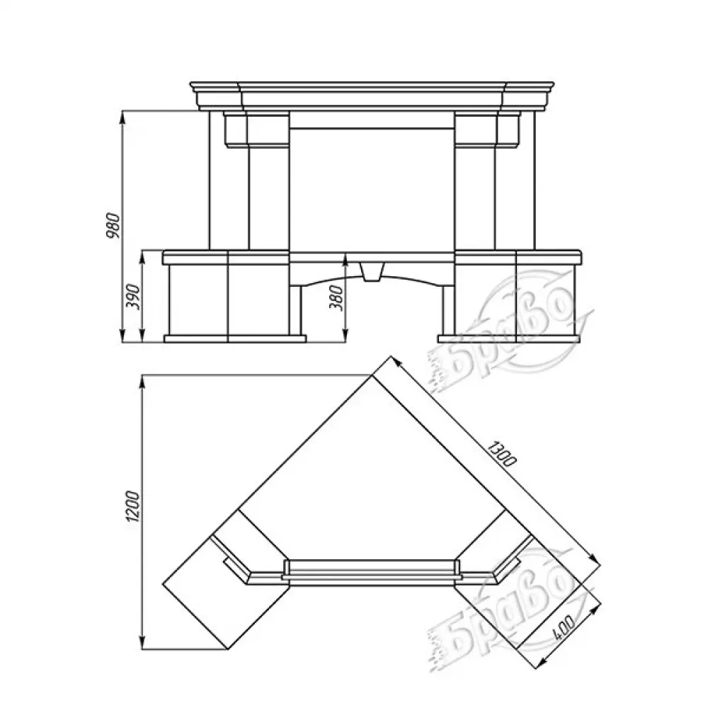 Портал для камина из мрамора "КАРПАТЫ МАРМО"