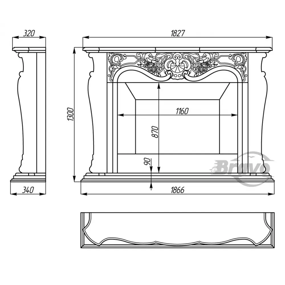 Портал для камина из мрамора "ЛОНДОН"