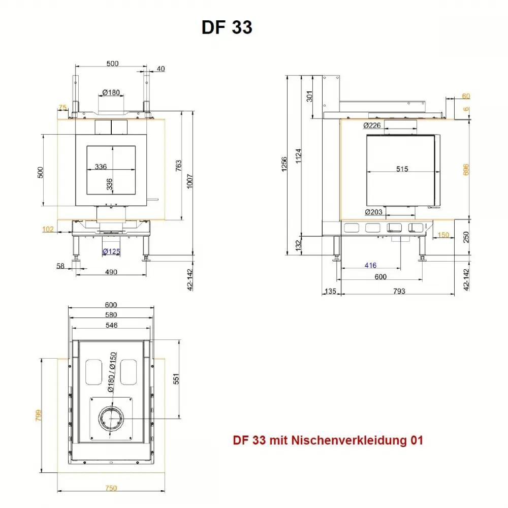 Дизайнерский камин DF 33 Brunner