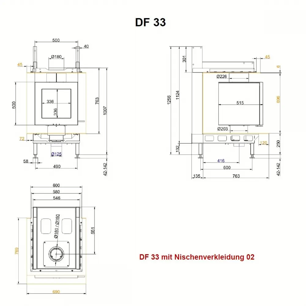 Дизайнерский камин DF 33 Brunner