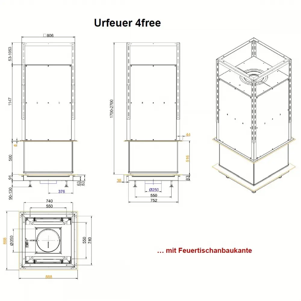 Дизайнерський камін BRUNNER Urfeuer open fireplace 4free70