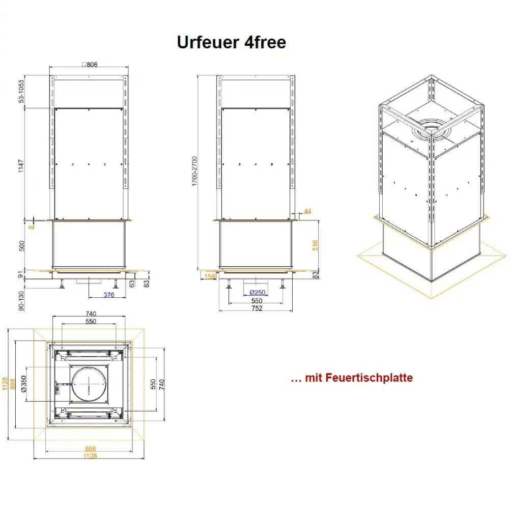 Дизайнерський камін BRUNNER Urfeuer open fireplace 4free70