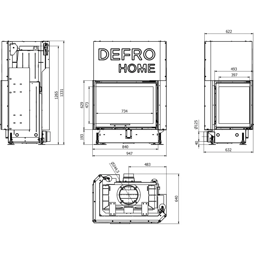 Камин угловой Defro Home PORTAL ME BL G