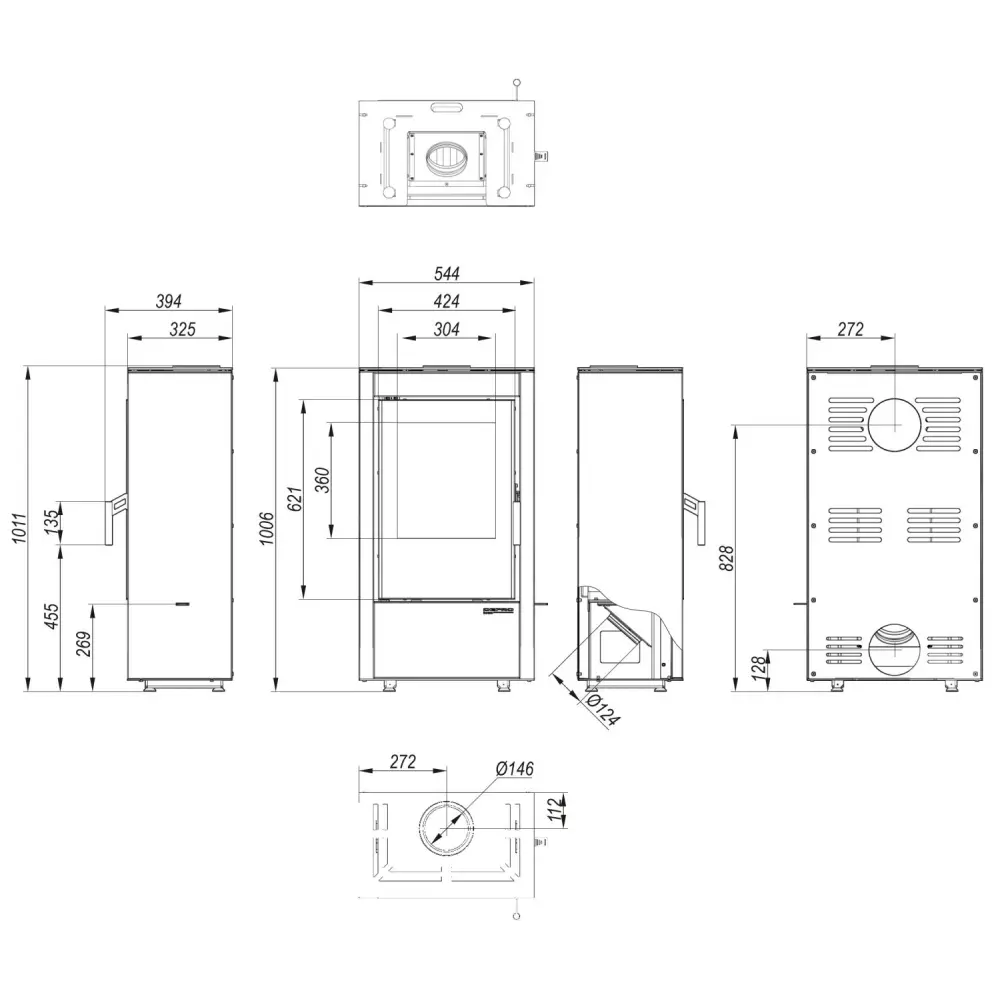 Стальная печь камин DEFRO HOME VIVA цвет серый