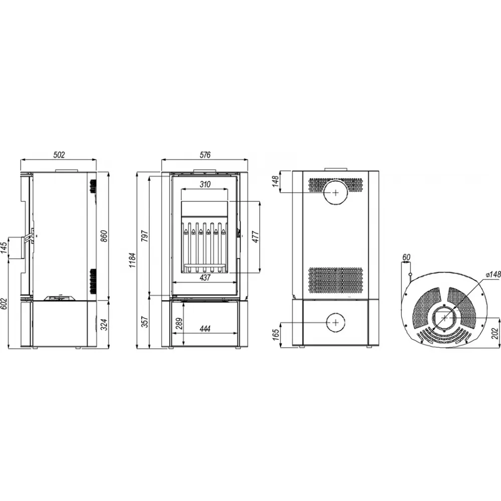 Стальная печь камин DEFRO HOME ORBIS чорный