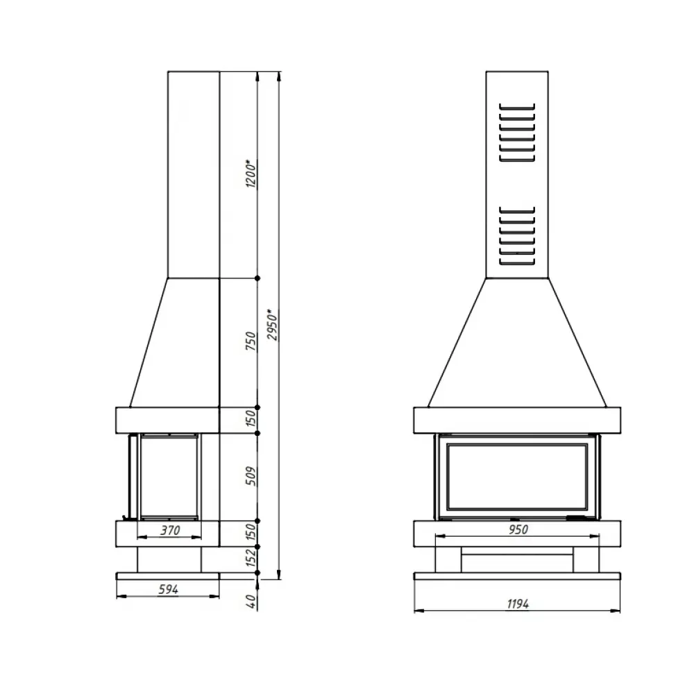 Камін дизайнерський Gavryliv&Sons Panorama 95 окремостоячий