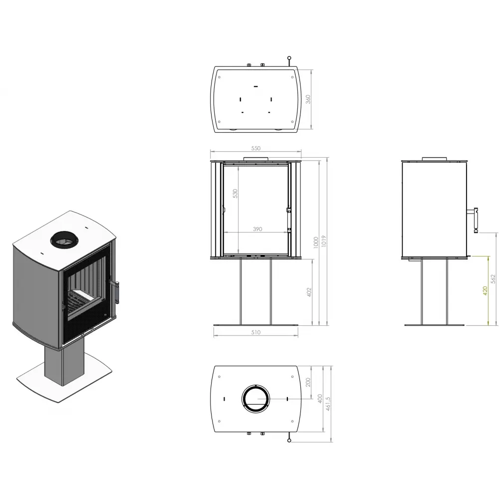 Стальная камин - печь Hitze CANE SF White