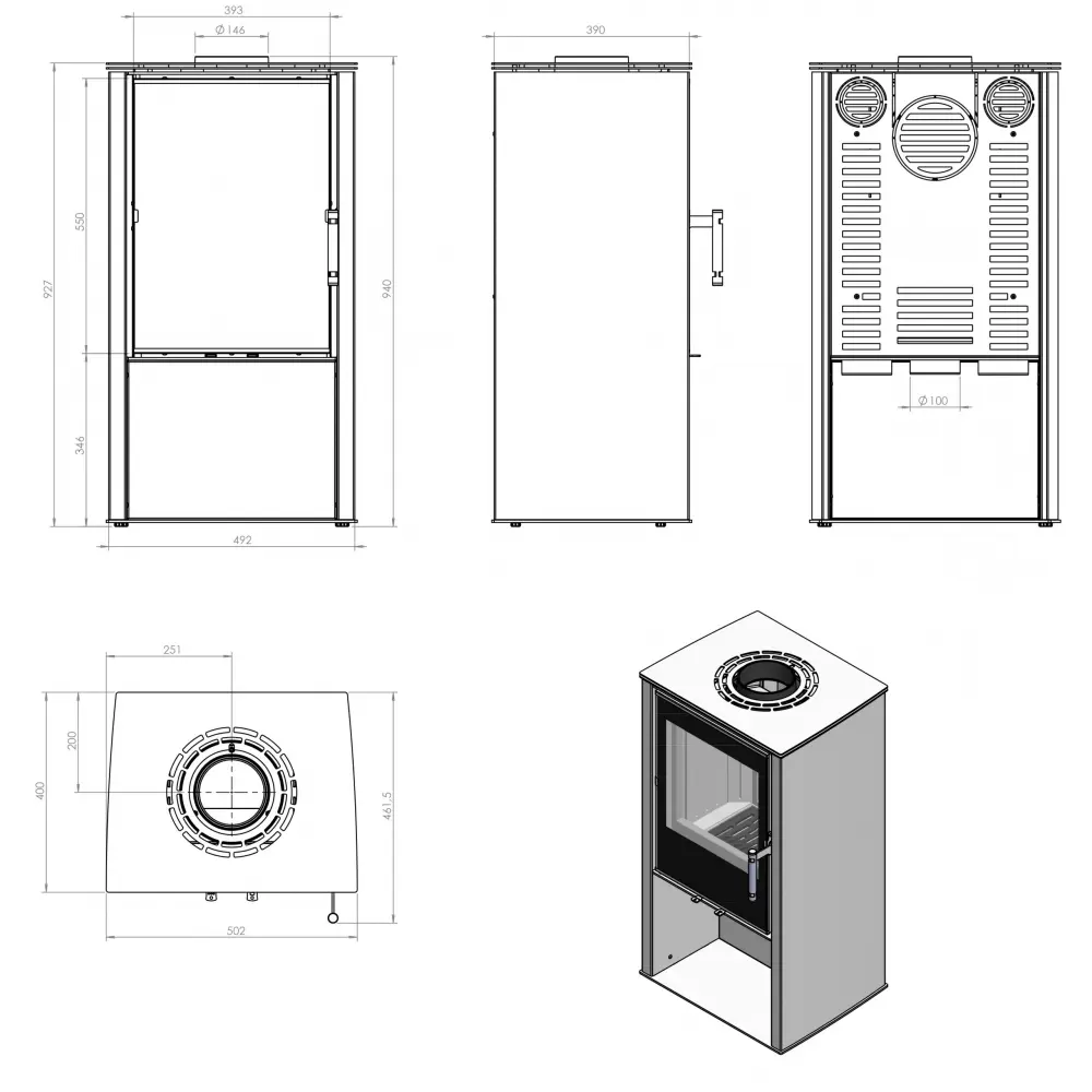 Сталева камін - піч Hitze LUPO S