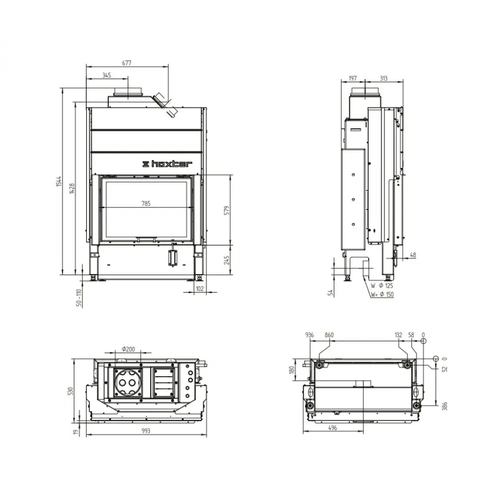 Камінна топка з водяним контуром Hoxter HAKA 78/57 Wh