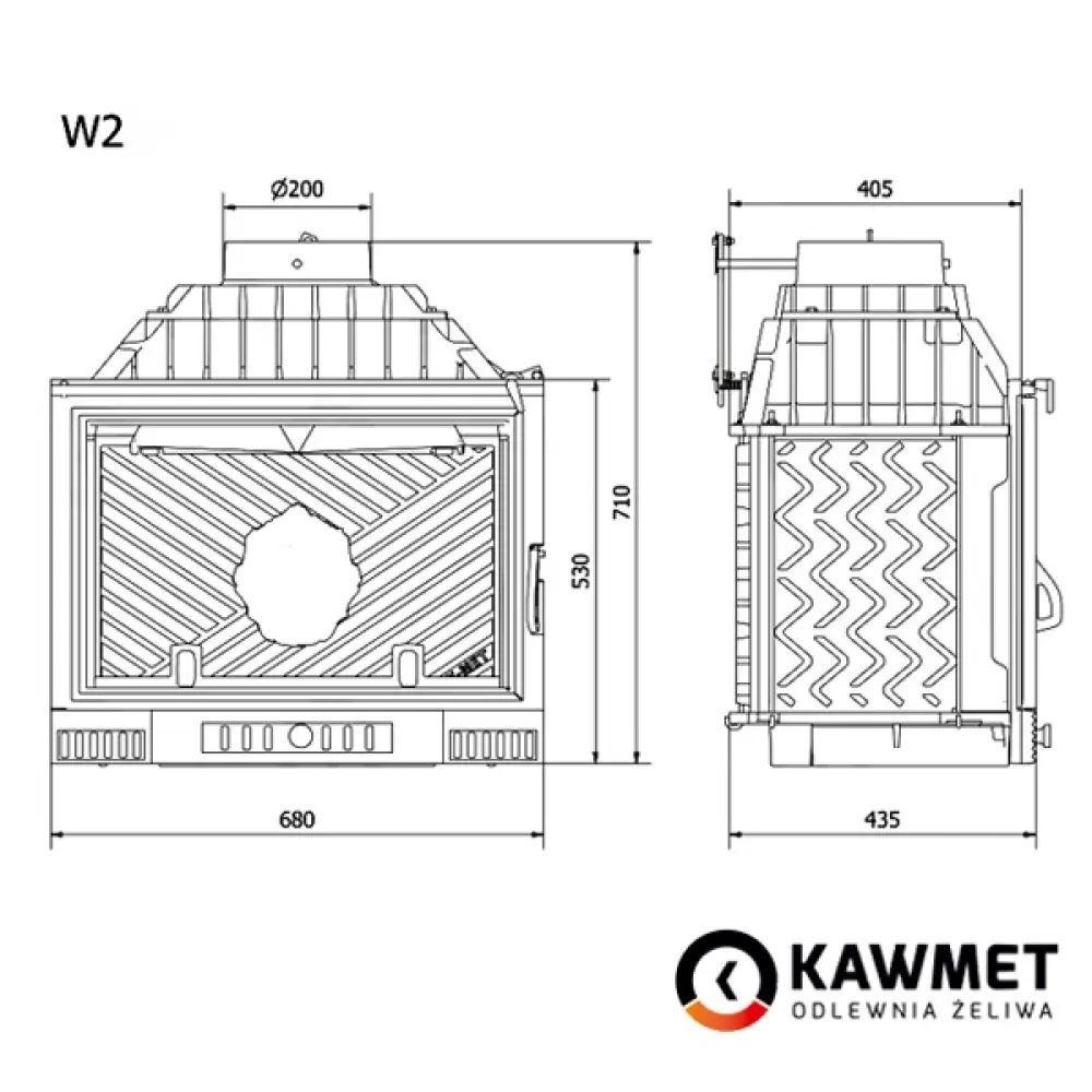 Камінна топка Kawmet W2 (14,4 kW) чавунна