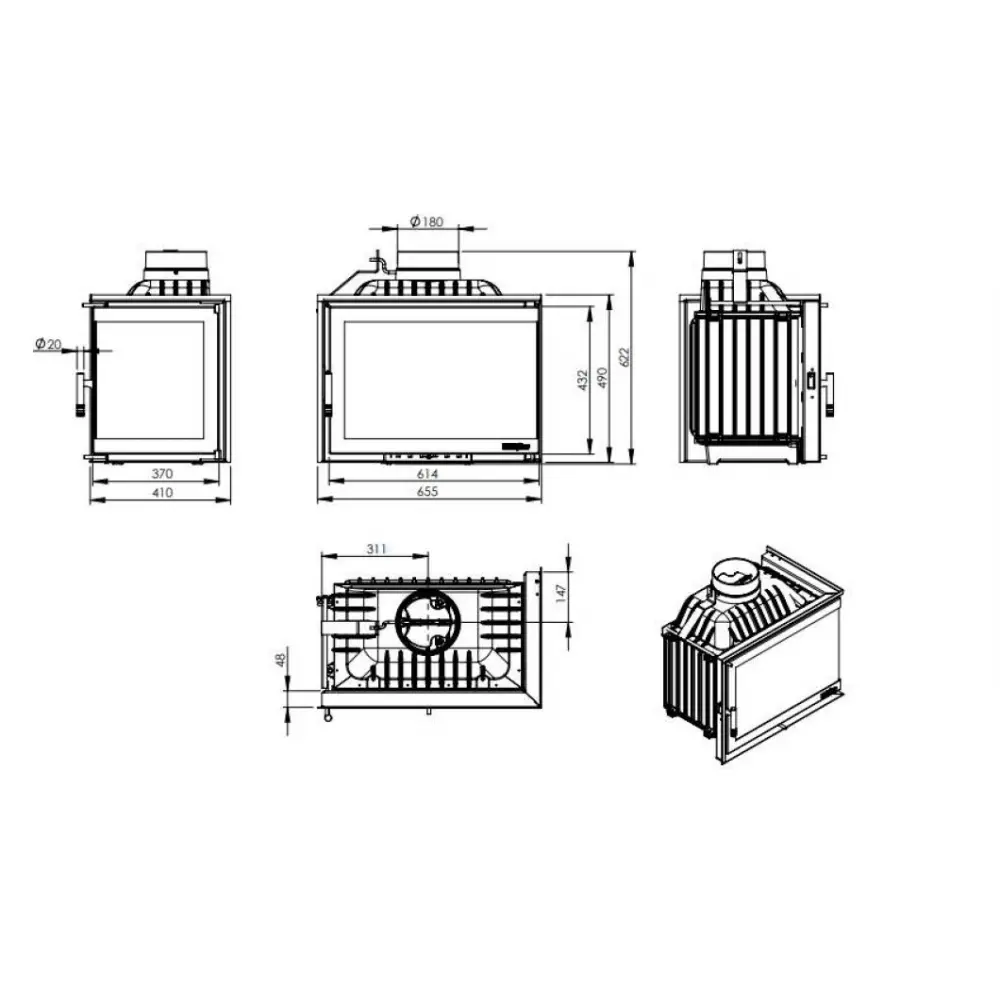 Чавунна камінна топка NORDFLAM ETNA кутова
