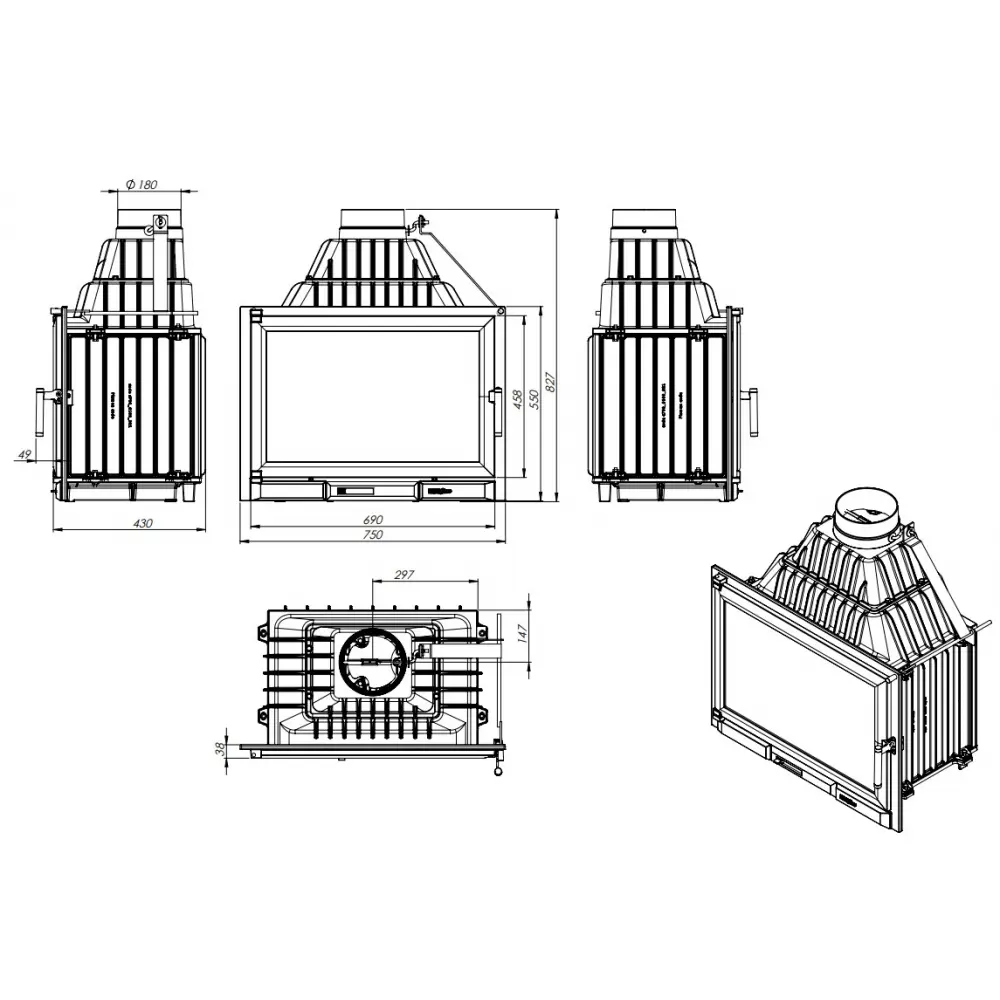 Чугунная каминная топка NORDFLAM Remus