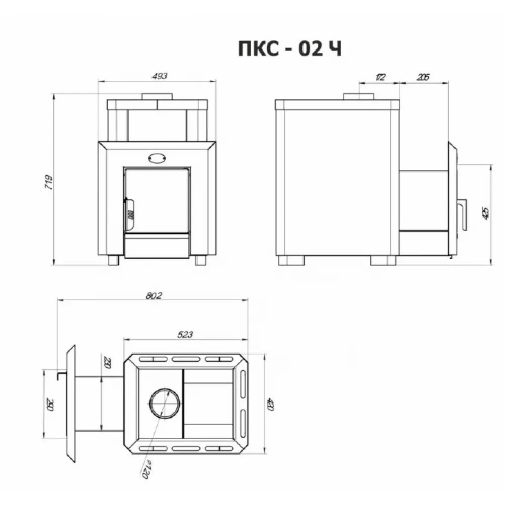 Піч-кам'янка КЛАСІК 18 з виносом, Новаслав