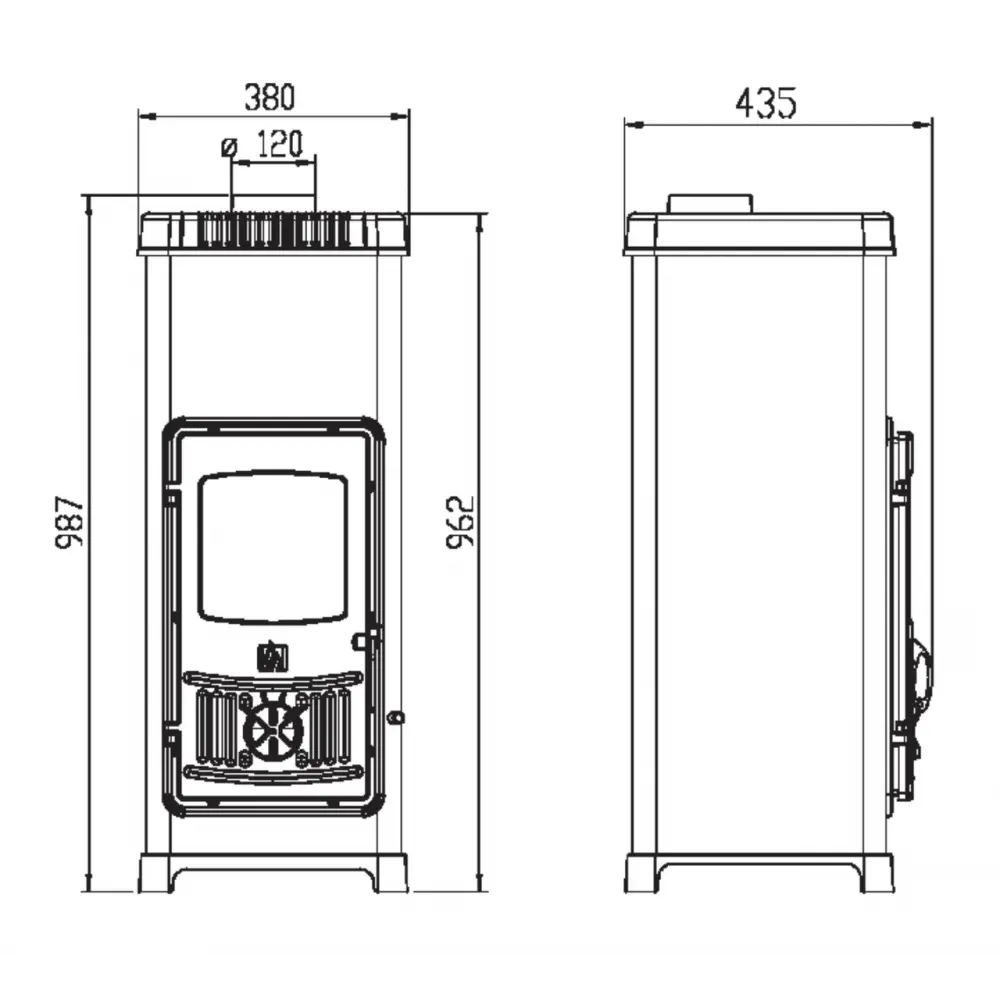 Чугунная печь-камин PLAMEN DORA 10 N черная