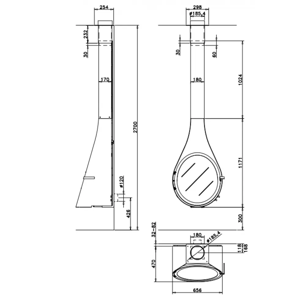 Дизайнерський камін Rocal Drop