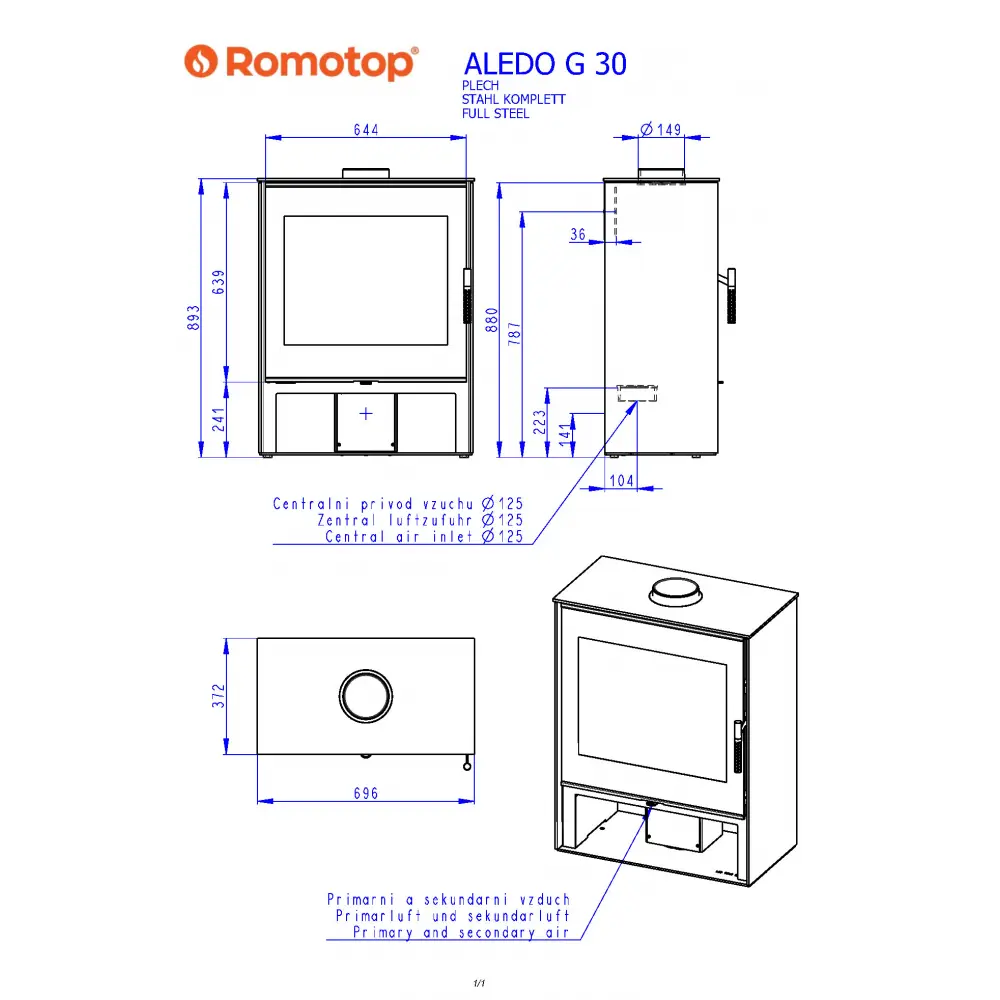 Romotop ALEDO G 30 печь-камин стальная