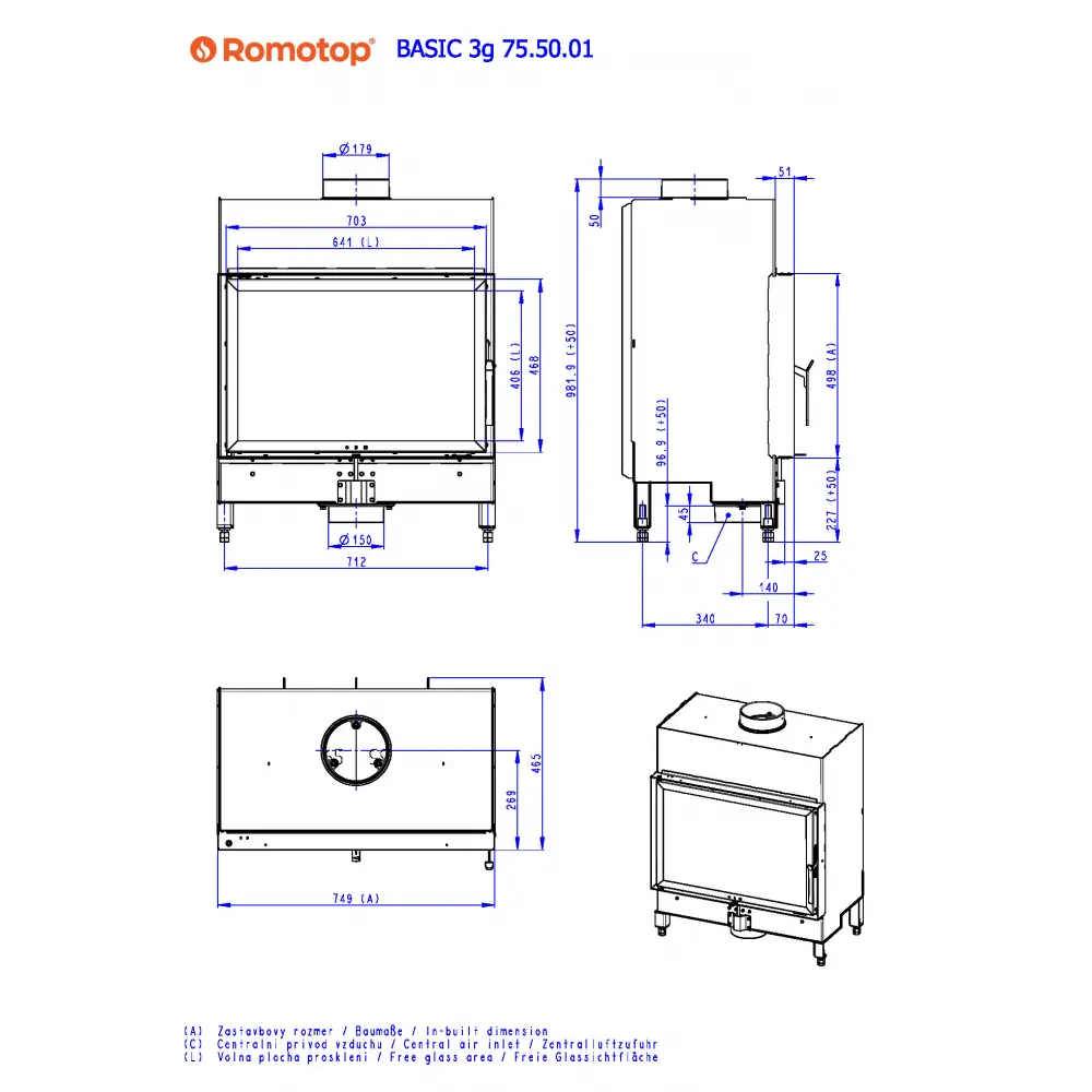 Каминная топка Romotop BASIC 3g 75.50.01