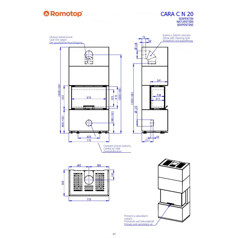 Romotop CARA C 20 - дизайнерский камин в облицовке из камня