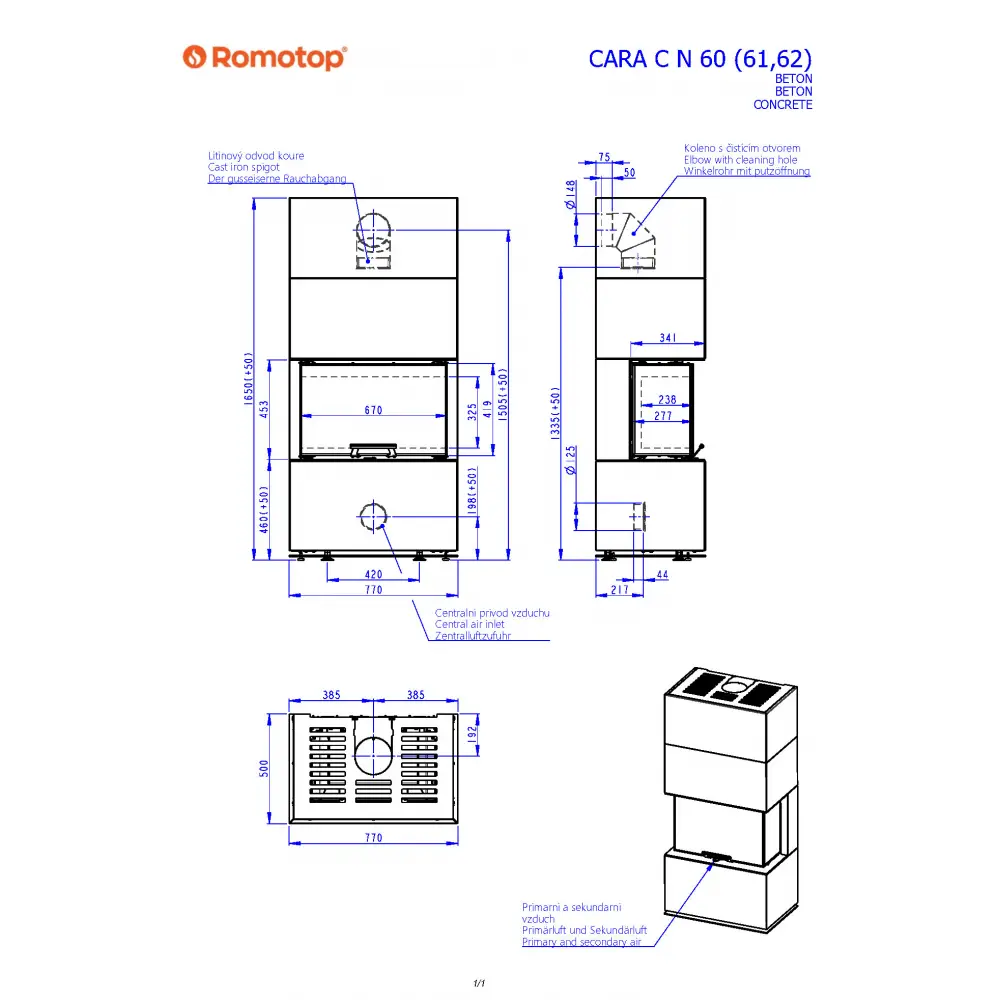 Romotop CARA C 61 - дизайнерский камин в облицовке Thermaline