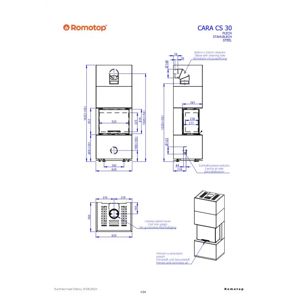 ROMOTOP CARA CS 30 - сталевий дизайнерський камін